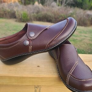 Clarks Brown Leather Women's Mules